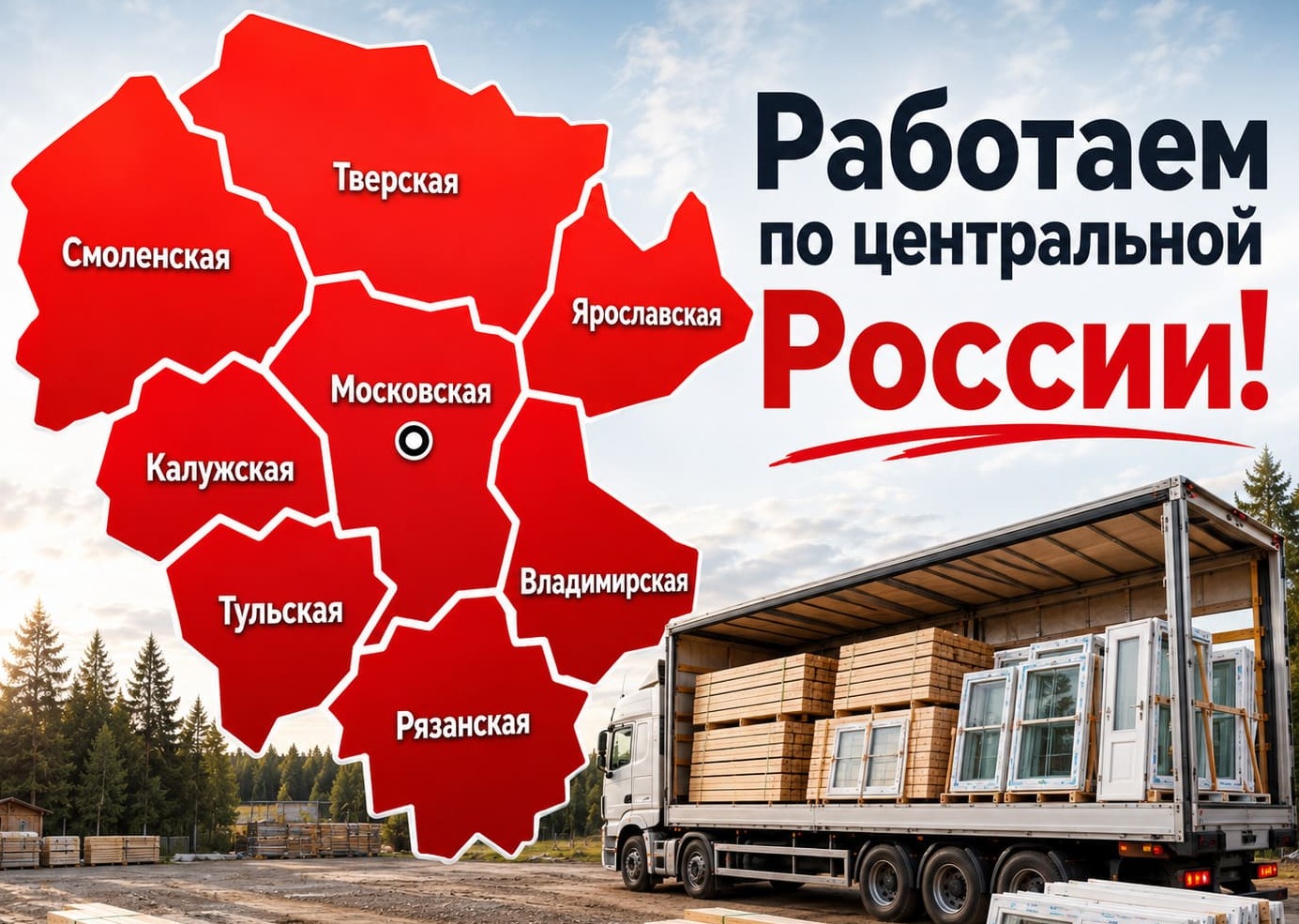 Работаем в Московской, Калужской, Тульской, Тверской, Владимирской, Рязанской и Ярославской областях
